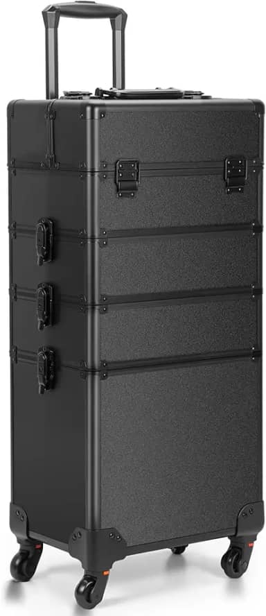 Maleta de Maquiagem Completa, Estojo de Maquiagem, Maleta de Maquiagem Profissional 4 em 1 - Alumínio ABS, Maleta Maquiagem