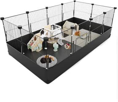 Tresbro Gaiola para porquinhos-da-índia com forro de gancho impermeável e de uma mão, 121 cm C x 60 cm L x 40 cm A gaiola de fixação tripla para porquinhos-da-índia, coelho, porco-espinho, cercadinho