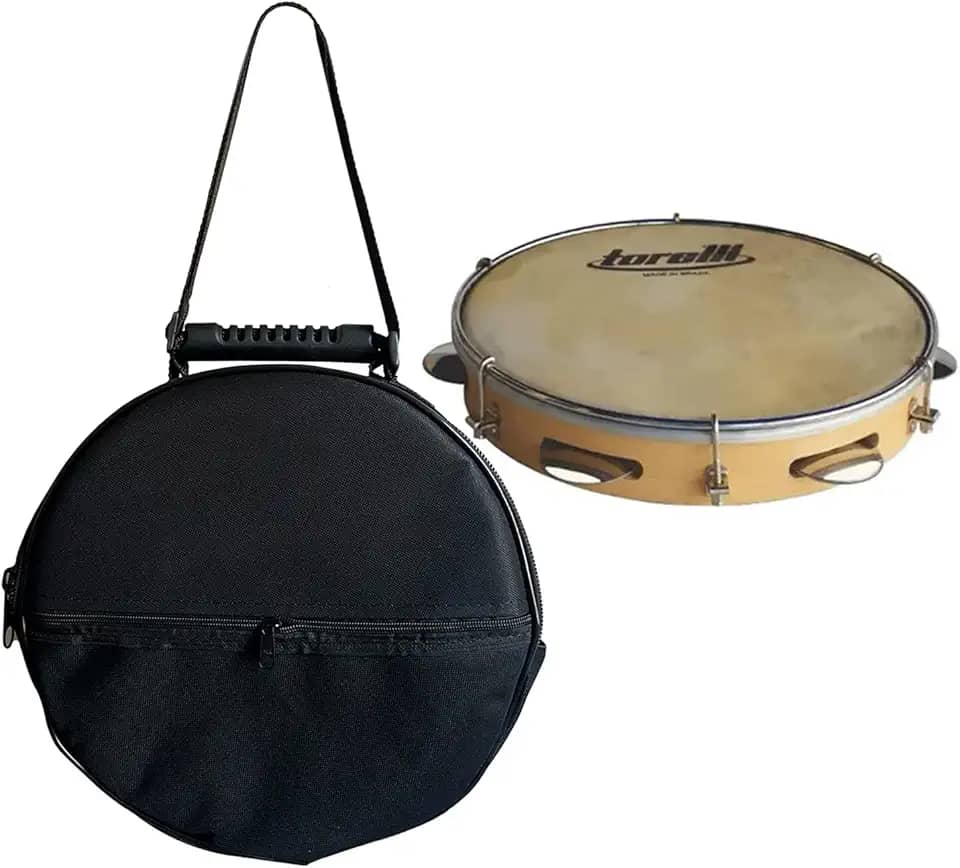Pandeiro Injetado 10 pol Pele animal Torelli TP 300 Bag Luxo
