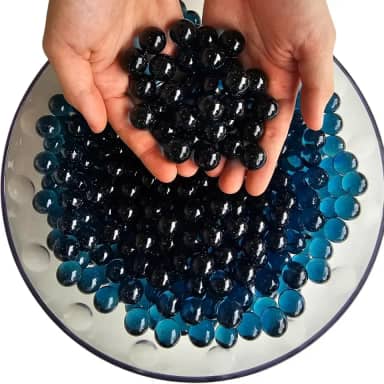 Bolinhas de Gude Azul de Vidro Lisa, 200 Unidades, Bola Burca Fubeca Bila