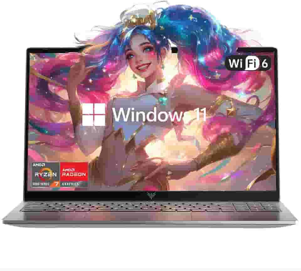 MALLRACE Laptop AMD, laptop com tela FHD de 15,6 polegadas com AMD Ryzen 7 série 5000 (8C/16T, até 4,3Hz), notebook SSD de 16 GB DDR4 x 2 512 GB com teclado numérico, WIFI6