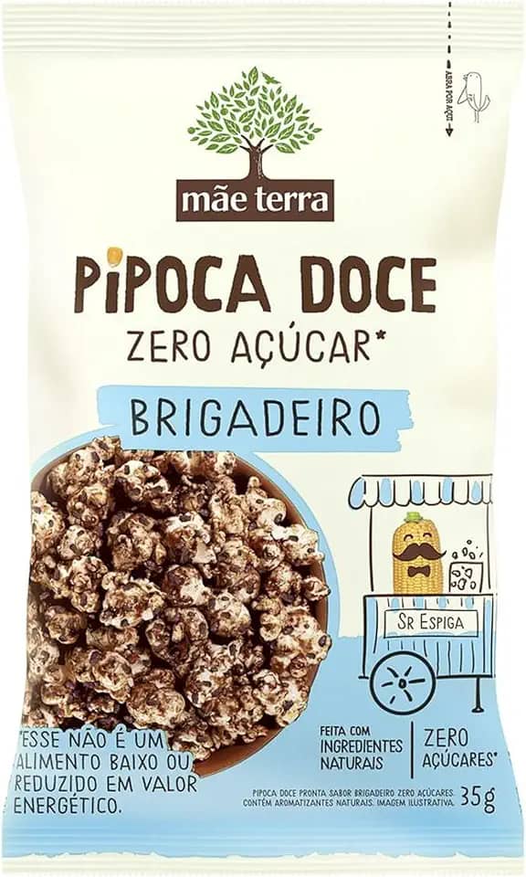 Mãe Terra Pipoca Doce Pronta Brigadeiro Zero Açúcar 35 g