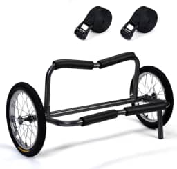 Morohope Carrinho de caiaque, canoa, boneca, pesca, caiaque, acessórios, transportador, dobrável, prancha, carrinho, reboque, transporte com rodas de 40,6 cm e 2 tiras de catraca