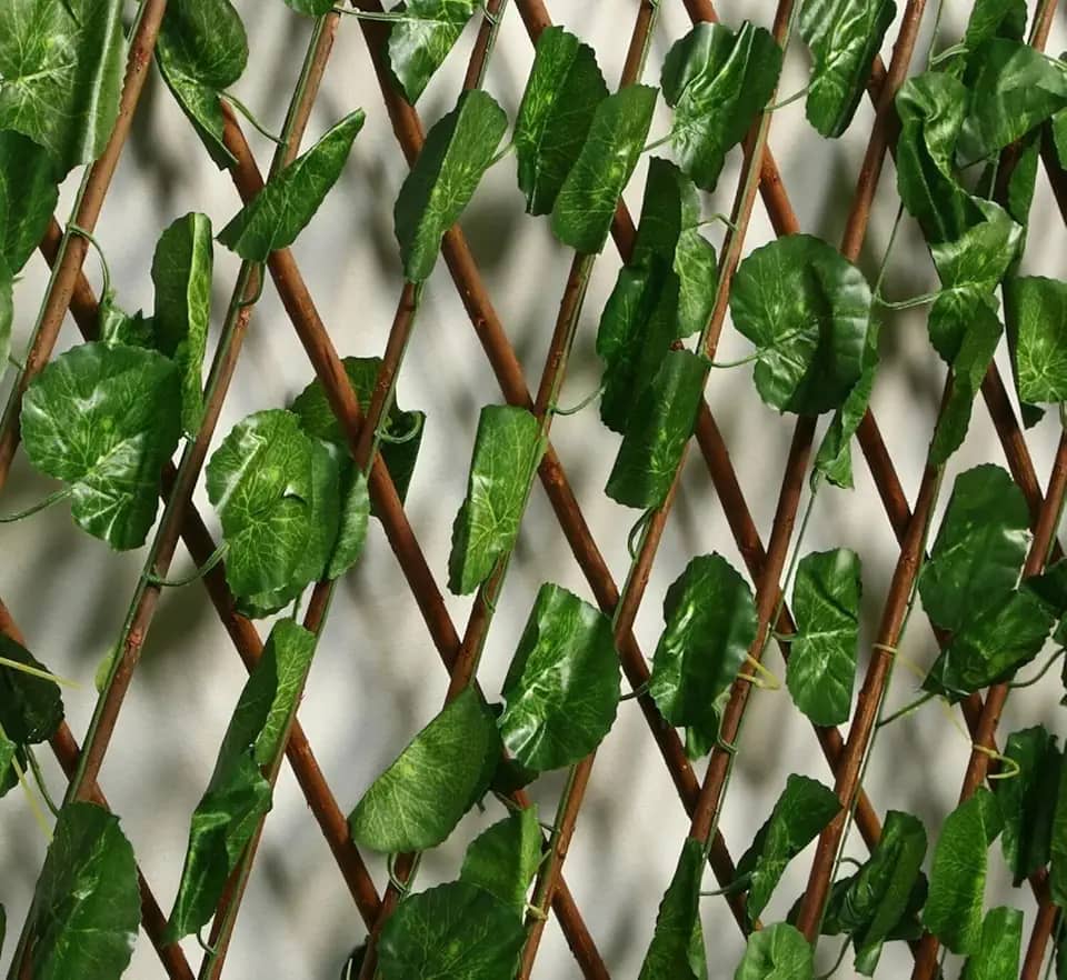 Treliça Sanfonada Painel Madeira Expansível Cerca Hera Gradil De Plastico Com 2m (Lisa Redonda)