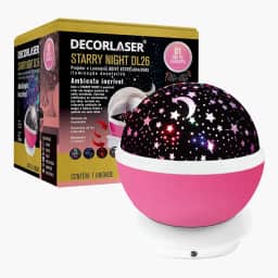 LUMINARIA ABAJUR GIRA PROJETOR ESTRELAS LED STARRY NIGHT RGB Cor:Rosa