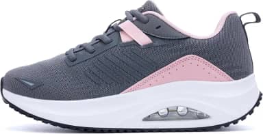 Tênis feminino para fascite plantar ortopédico para caminhada com suporte de arco para alívio da dor o dia todo em pé EUA 6-11, Rosa, cinza, 40