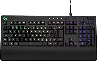 Teclado Gamer Logitech G213 com Layout ABNT2, RGB LIGHTSYNC, Controles de Mídia Dedicados, Design Durável e Resistente à Respingos