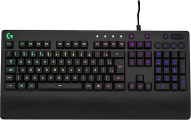 Teclado Gamer Logitech G213 com Layout ABNT2, RGB LIGHTSYNC, Controles de Mídia Dedicados, Design Durável e Resistente à Respingos