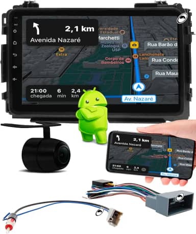 H-TECH Multimidia 9 Polegadas Android HRV 2015 a 2021 2GB + 32GB Android Auto CarPlay + Câmera de Ré