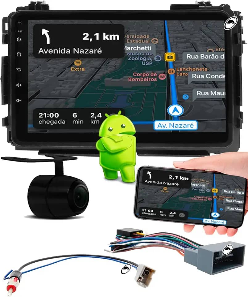 H-TECH Multimidia 9 Polegadas Android HRV 2015 a 2021 2GB + 32GB Android Auto CarPlay + Câmera de Ré
