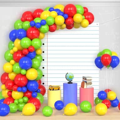242Pcs Back to School Arch Kit Party Decorations Notebook Classroom Backdrop with Balloons Notebook Shaped Hanging Banner Photo Booth Props Background for School Hallway Home Wall Decor Supplies
