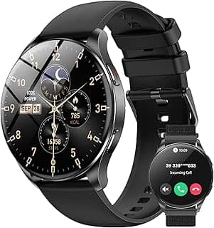 IOWODO W40 Smartwatch com Tela AMOLED 1.43' - Relógio Inteligente Bluetooth para Chamadas, 100+ Modos Esportivos, 2 Pulseiras (Preto) - Unissex