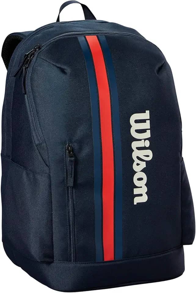 WILSON Mochila de tênis da equipe 2025 - azul marinho/vermelha, comporta até 2 raquetes