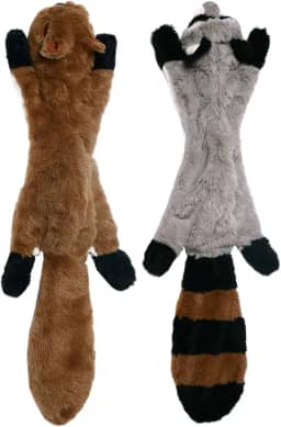CNMGBB Brinquedos para cães sem enchimento com Squeakers, conjunto de brinquedos de mastigar de pelúcia durável sem enchimento, brinquedo para cães de médio e grande porte (gambá de raposa guaxinim e