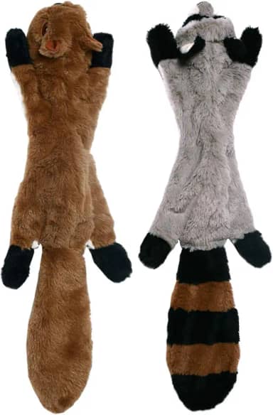 CNMGBB Brinquedos para cães sem enchimento com Squeakers, conjunto de brinquedos de mastigar de pelúcia durável sem enchimento, brinquedo para cães de médio e grande porte (gambá de raposa guaxinim e