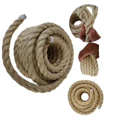 Corda de Sisal Natural, 20mm x 10 Metros, Trançada para Artesanato e Amarrações, Acabamento Protetor