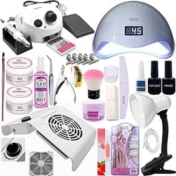 kit Unha de Gel Acrigel Completo Sugador Coletor Com Regulador Lixadeira Elétrica Luminaria