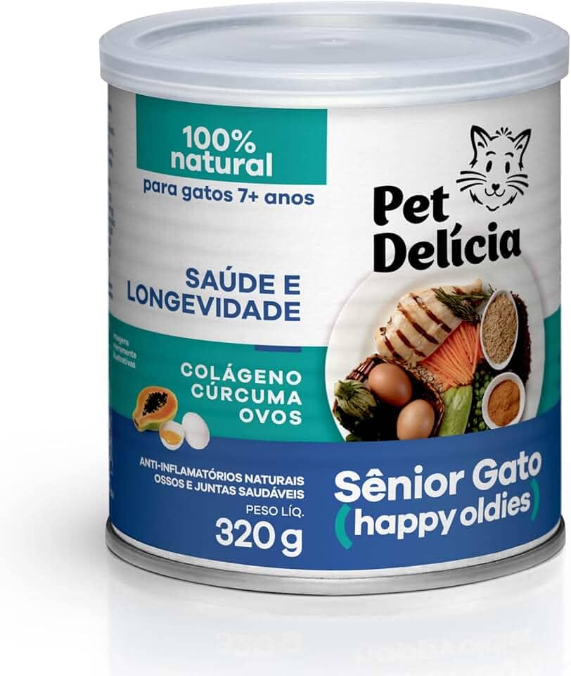 Pet Delícia Sênior Gato 320g, Alimentação Natural para Longevidade e Vitalidade