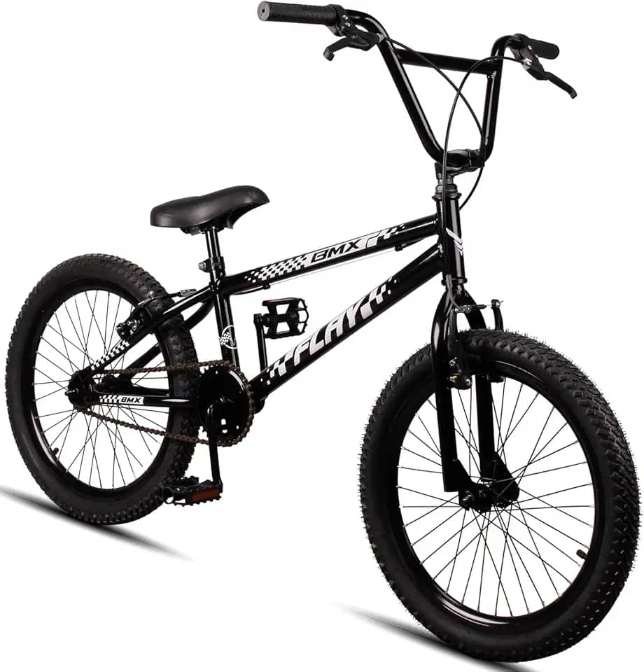 Bicicleta Aro 20 BMX Infantil Flay Aro Aero Freio V-Brake Menino 6, 7, 8, 9, 10 + anos - Preto