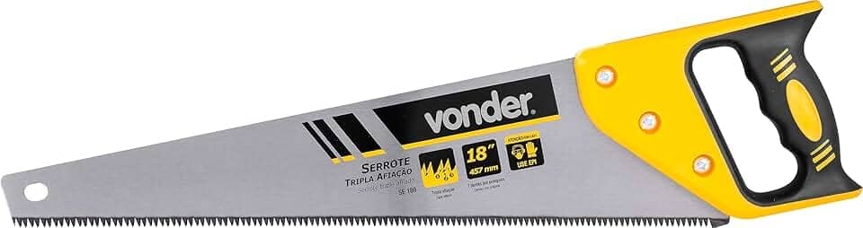 Serrote 18", Aço Carbono, Tripla Afiação, Cabo Plástico Emborrachado, Se 180, Vonder.