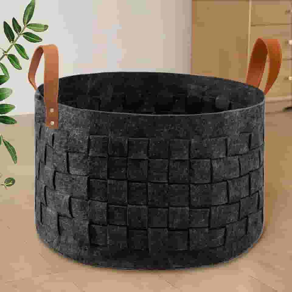 boldmonkey Cesta de armazenamento cesto de roupa suja cesta de feltro durável, envie uma sacola de compras (preto 3GG)