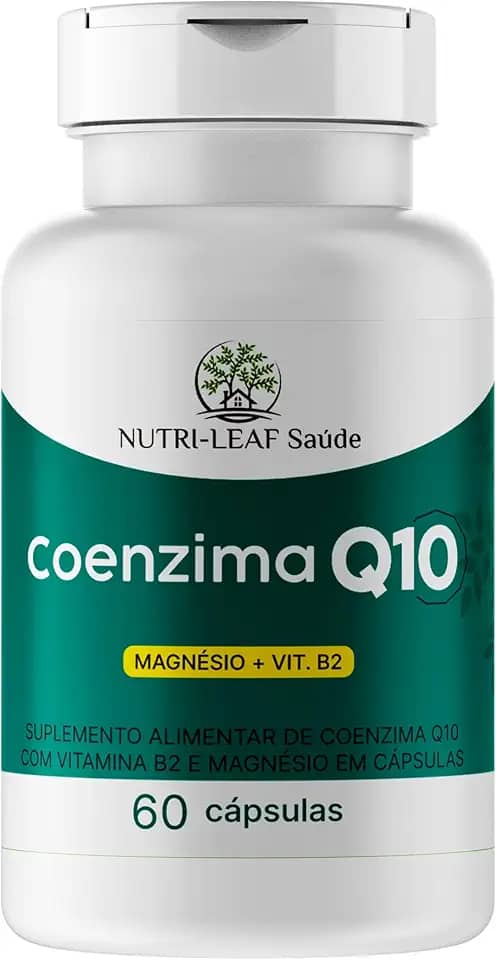 Coenzima Q10 – alta absorção com magnésio quelado e vitamina B2 – Suplemento antioxidante para energia saúde cardiovascular foco e bem-estar NUTRI-LEAF Saúde