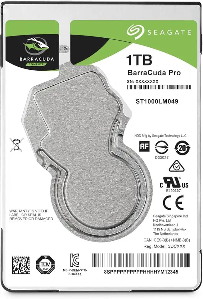 Seagate Disco rígido interno Barracuda Pro Performance SATA HDD 1TB 7200RPM 6Gb/s 128MB cache 2,5 polegadas (ST1000LM049)