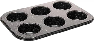LYOR - Forma para 6 Cupcakes Antiaderente de Aço Carbono Granilite Preta 26,5cm x 18,5cm x 3cm