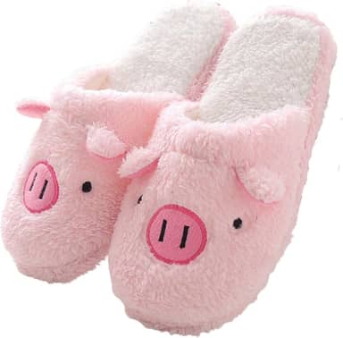 Pantufas Feminina de Porquinho Rosa, Felpuda, Pêlo Macia e Quentes