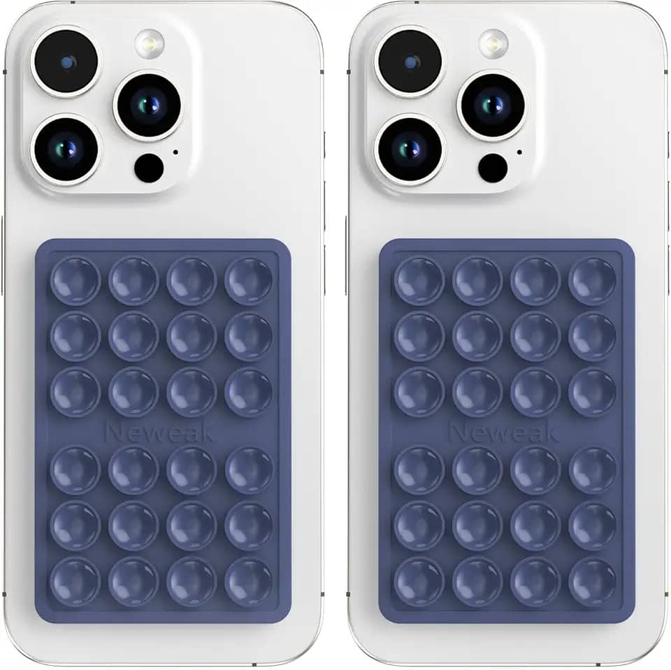Pacote com 2 capas de telefone com sucção de silicone, suporte adesivo de silicone para iPhone e Android, aderência mãos livres para selfies e TikTok, presente para mulheres (azul escuro)