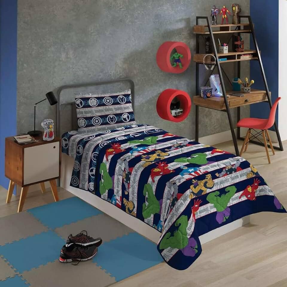 Lepper, Edredom Avengers Solteiro Infantil Dupla Face Microfibra Lepper