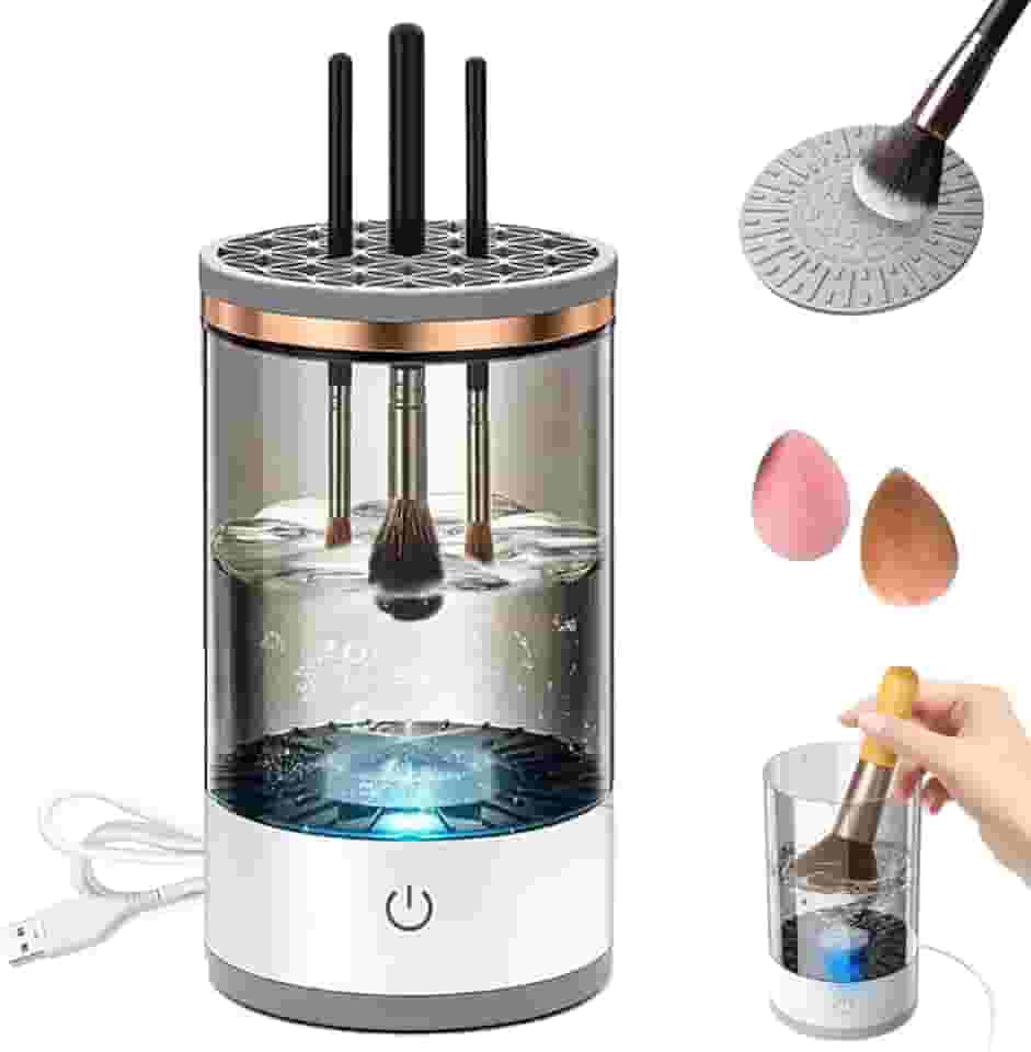 YUYAO Limpador elétrico de pincéis de maquiagem | Máquina de limpeza de pincéis de maquiagem - Limpador e secador automático, limpeza profunda e secagem rápida, para todos os tamanhos, limpador de