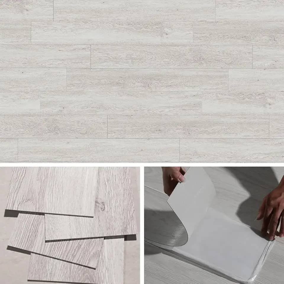 Piso Vinílico Auto Adesivo Régua Madeira Manta Caixa 5m² Cinza Claro Brinovar