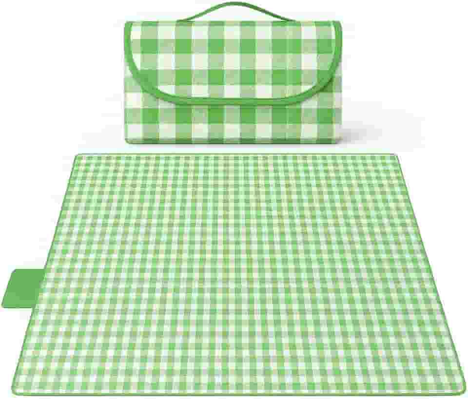 Tapete Piquenique Impermeável Dobrável 200x200cm Grande com Alça Toalha Ideal para Picnic Parque Praias Passeios ao Ar Livre a Prova de Água Fácil de Carregar (Verde)
