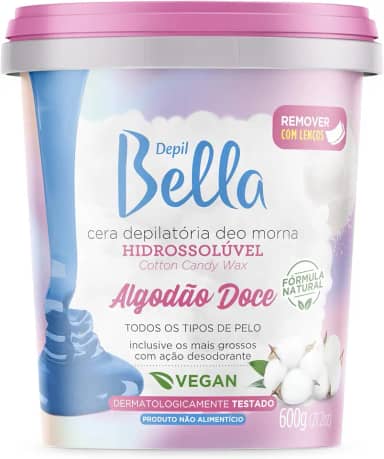 Depil Bella - Cera Morna Depilatória Hidrossolúvel Deo Algodão Doce 600g