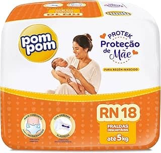 Fralda Pom Pom Protek Proteção de Mãe Jumbo RN 18 Unidades