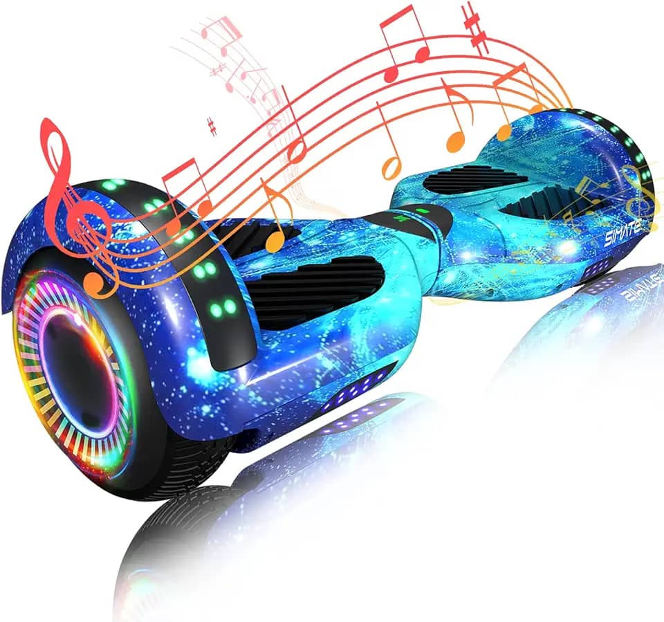 SIMATE 6.5 Hoverboard with Bluetooth & LED Lights, Self Balancing Hover Boards for Kids & Adults & Girls & Boys, for all ages