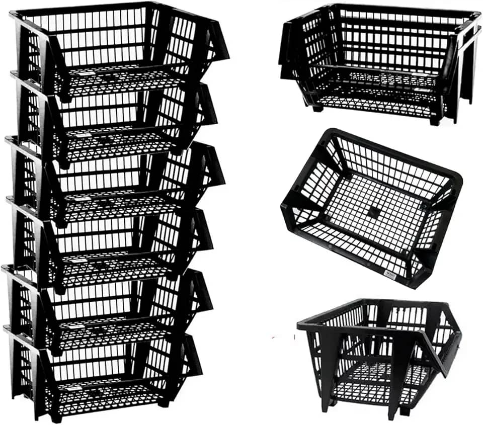 Kit 6 Cestos Expositores Empilhavel Organizador Preto