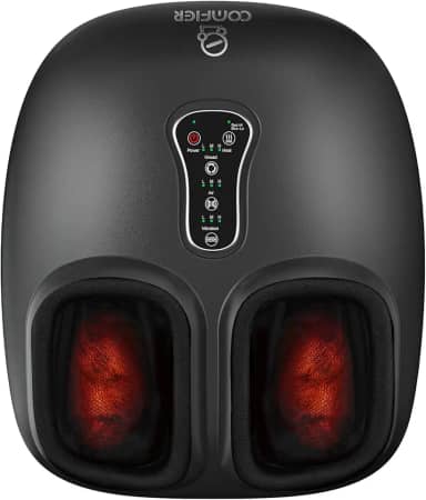 COMFIER Massageador De Pés Shiatsu Com Calor, Vibração, Máquina Massageadora De Pés De Compressão Rotativa Para Fascite Plantar, Dor De Neuropatia, Presentes Para Ela, Ele Cabe Em Tamanhos De Até 13 “