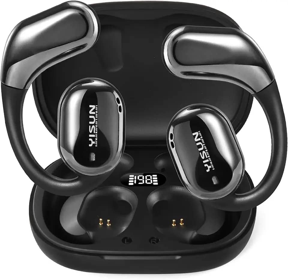 YISUN Fones de ouvido de tradução em tempo real, tradutor de IA com tradução de 163 idiomas e acentos, fones de ouvido sem fio OWS bateria longa para viagens, negócios, aprendizagem, iOS Android