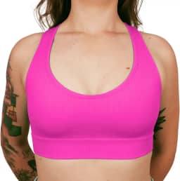 Top Academia Fitness Sem Bojo Alta Sustentação Sem Costura Nadador Canelado Poliamida Elastano Selene