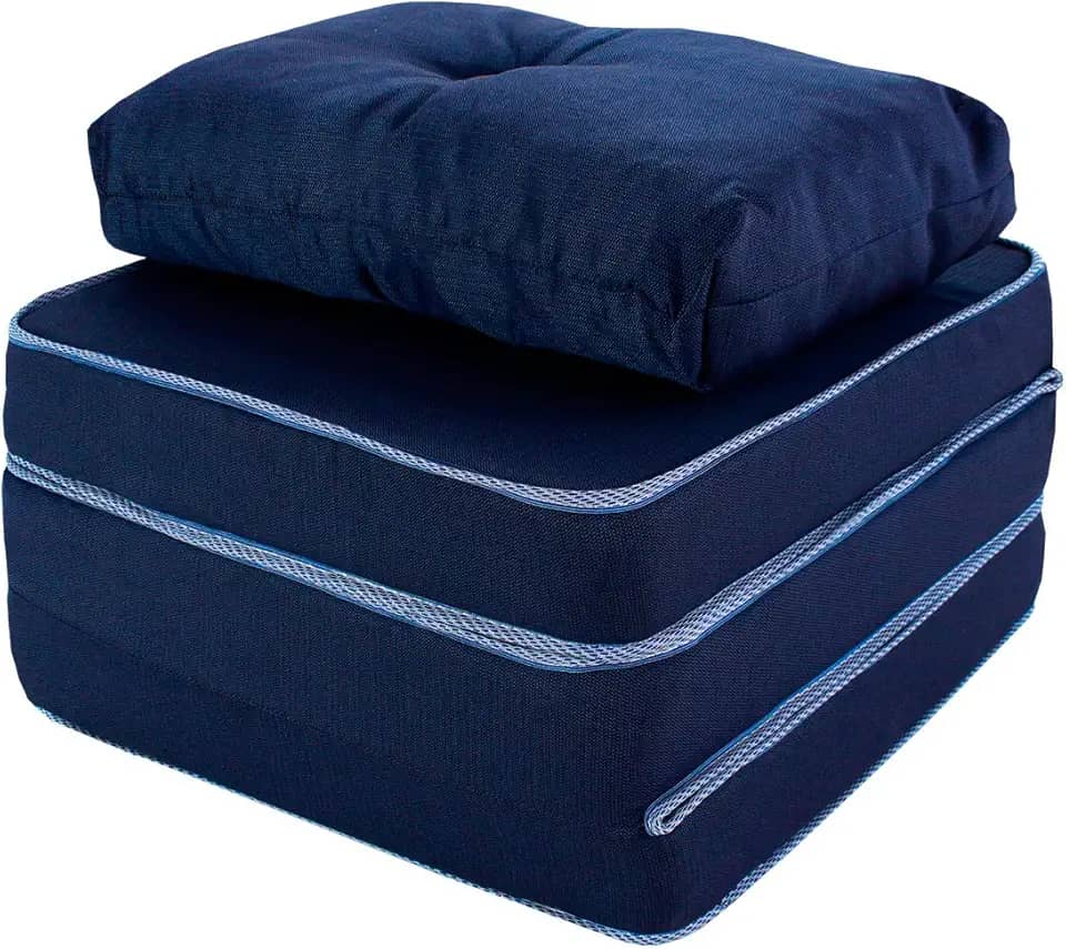 Puff Colchonete Dobrável/Sofa 3 em 1 Espuma D33 + Travesseiro Solteiro BF Colchões