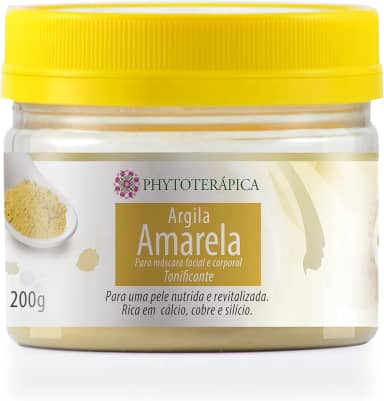 PHYTOTERAPICA- Argila Amarela -Aromaterapia -Máscara facial e corporal -Para pele nutrida e revitalizada, elimina resíduos, previne o envelhecimento precoce e auxilia na remoção de mancha solar - 200g