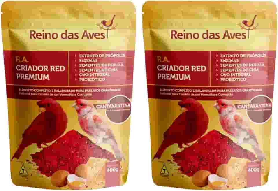 2 Farinhada RA Criador Red Premium 400g - Reino das Aves