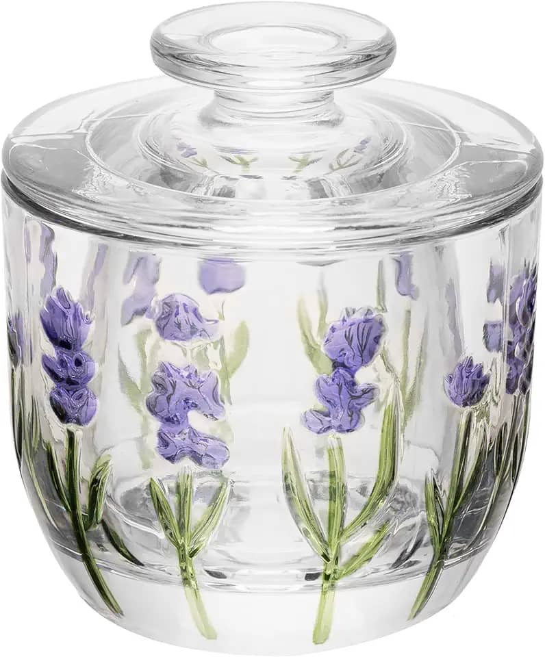 LYOR - Manteigueira Francesa Lavanda Hand Painting 9,40cm 9,8cm Cristal