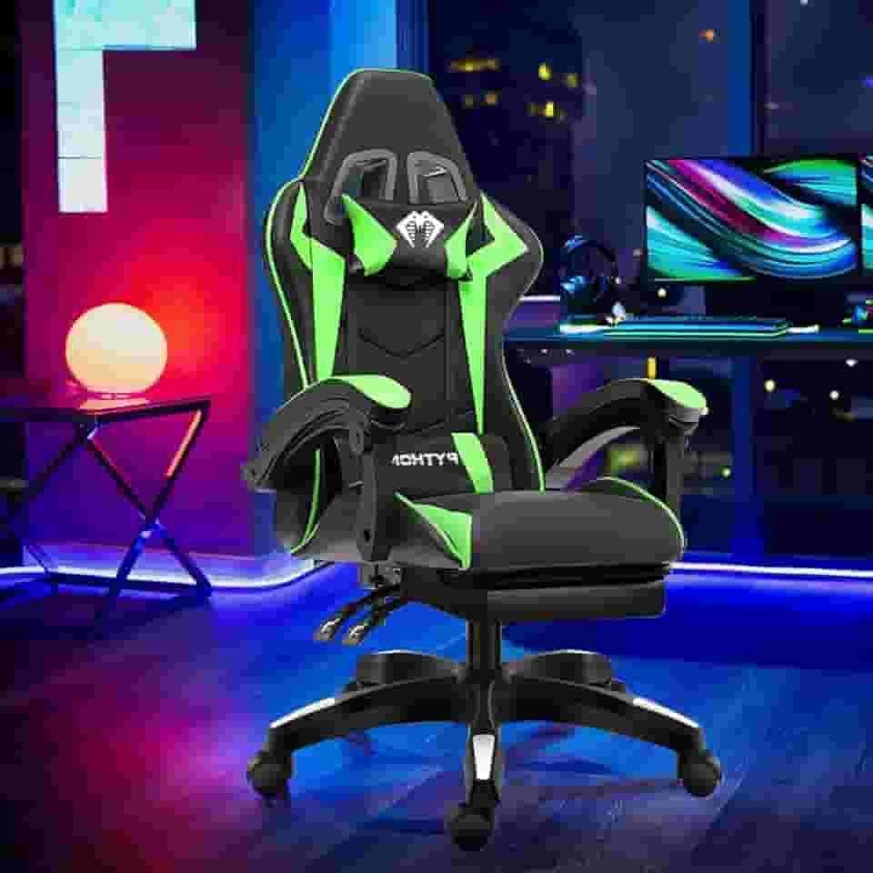 Cadeira Ergonomica Gamer Com Apoio Para Os Pés(Verde)
