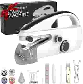 cjc máquina de costura portátil, máquina de costura para iniciantes, mini máquinas de costura elétricas portáteis com ajuste de duas velocidades, fácil de usar e ponto rápido adequado para r