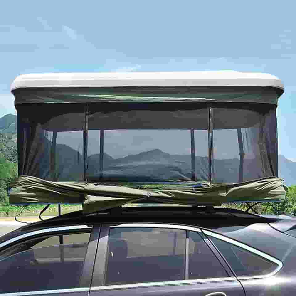 Tendas de teto para acampamento à prova d'água, barraca de teto solar, caminhão de teto, SUV barraca de telhado de acampamento com escada respirável grande espaço para viagem ao ar livre barraca de