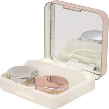 1 kit de estojo de lente de contato portátil moderno cor ouro rosa caixa de lentes de contato com espelho para mulheres