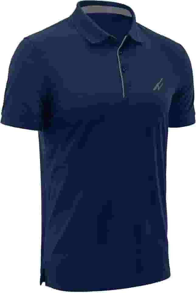 Camisa polo masculina de golfe com absorção de umidade, secagem rápida, desempenho e mangas curtas para homens